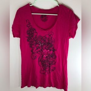 Hot Pink True Love Tattoo Graphic Tee Size XXL Junior Stranded